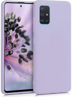 Samsung Galaxy A51 - Anti-slip Liquid Silicone Gel Rubber Bumper Case with Soft Microfiber Lining Cushion Slim Hard Shell- Μωβ
