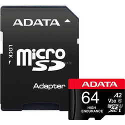 Adata High Endurance microSDXC 64GB Class 10 U3 V30 UHS-I A2 + Adapter