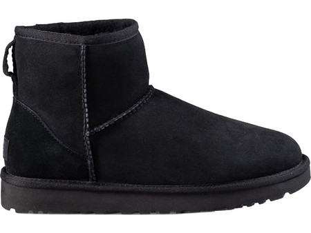 UGG Classic Mini II Γυναικεία Μποτάκια Suede Μαύρα με Γούνα 1016222-BLK