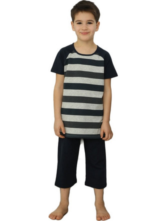 Sexen Stripes Παιδική Πιτζάμα Βαμβακερή Καλοκαιρινή Navy Μπλε 48548