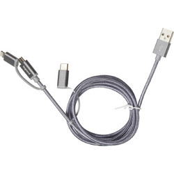 Καλώδιο USB A-Micro USB/USB C/Light 1.2m Ασημί