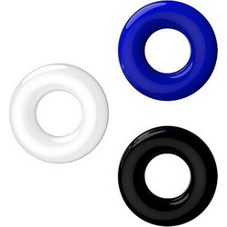 Loving Joy JoyRings Doughnut Cock Rings Pack Σετ Ελαστικά Δαχτυλίδια Πέους Σιλικόνης Μαύρα Μπλε Διαφανή 3τμχ