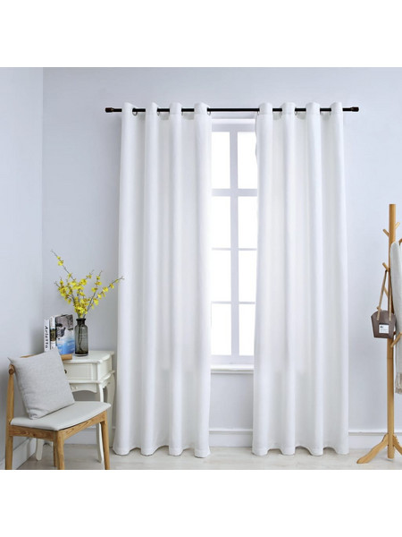 vidaXL Σετ Κουρτίνες Συσκότισης με Τρουκς 140x245 2τμχ Υπόλευκες 134484
