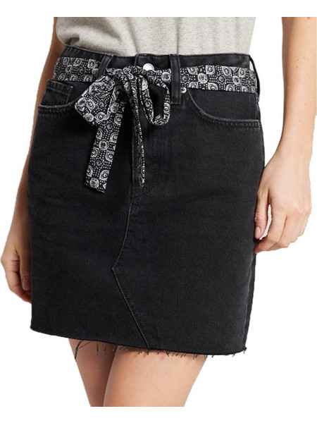 Superdry Μίνι Φούστα Τζιν Ψηλόμεση Pencil Μαύρη W7210135A