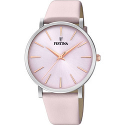 Festina Mademoiselle Γυναικείο Ρολόι με Ροζ Δερμάτινο Λουράκι F20371/2