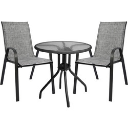 HomeMarkt Σετ Τραπεζαρία Κήπου Μεταλλικό 3τμχ Γκρι HM5181.01