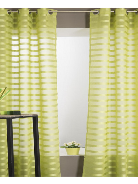 Mc Decor Σετ Κουρτίνες με Τρουκς 140x240 2τμχ Ριγέ Λαχανί