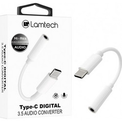 LAMTECH TYPE-C ADAPTER CABLE AUDIO JACK 3,5MM WHITE LAM023831