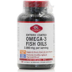 Olympian Labs Enteric Coated Omega 3 Fish Oils Ιχθυέλαιο 120 Μαλακές Κάψουλες
