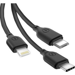 XO Καλώδιο Φόρτισης 3-1 Micro Type C - Lightning 1m Μαύρο (16.005.0123)