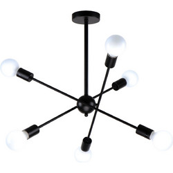 Home Lighting KQ 2629/6 Κρεμαστό Φωτιστικό Οροφής Πολύφωτο E27 Μαύρο 77-8091