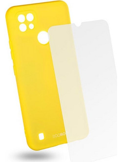 Egoboo Σετ Tempered Glass & Rubber Θήκη Σιλικόνης Realme C21 - Lime (RC21TPULIMEGL)