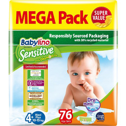 Babylino Sensitive Maxi Plus Πάνες No4+ 10-15kg 76τμχ