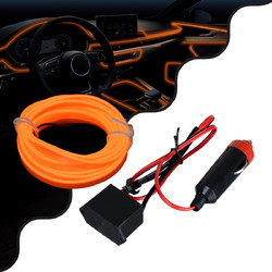 GloboStar(R) 82201 TUBE 360 Degree Διακοσμητική EL-Wire Neon Αυτοκινήτου Κορδόνι ΣΕΤ 3m 1W/3m 30lm/m 360 DC 12V με Βύσμα Αναπτήρα Αυτοκινήτου Αδιάβροχη IP68 Πορτοκαλί