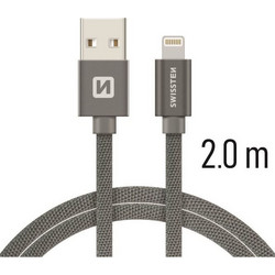 Καλώδιο φόρτισης/ δεδομένων USB/ Lightning 2m γκρι
