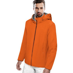 Ανδρικό Αδιάβροχο Αντιανεμικό Softshell Τζάκετ με Κουκούλα - Πορτοκαλί / Μαύρο