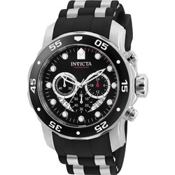 Invicta Pro Diver Ανδρικό Ρολόι Χρονογράφος με Μαύρο Μεταλλικό Μπρασελέ 6977