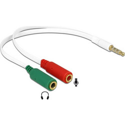 Headset Adapter Stereo 0.20m Jack 3.5 4pin Male To 2 X 3.5 3pin Female Gold Powertech CAB-J050