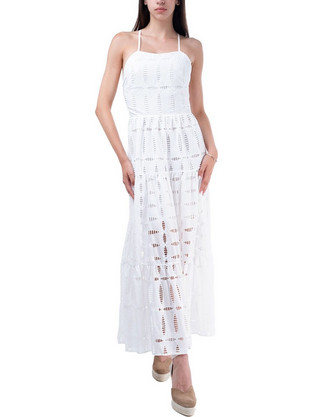 Lace Midi Καλοκαιρινό Φόρεμα για Γάμο / Βάπτιση Λευκό M-8231