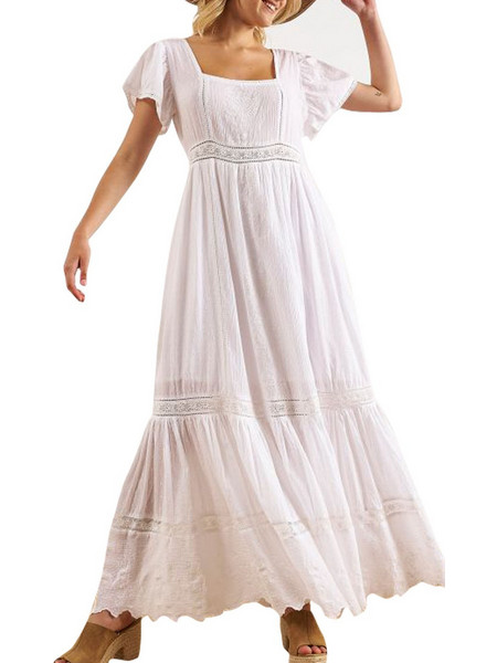 Attrattivo Maxi Καλοκαιρινό Καθημερινό Φόρεμα Λευκό 9914428