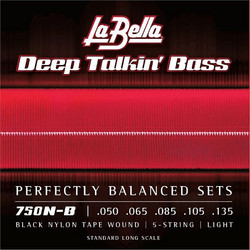 La Bella Black Tape 750N Σετ 4 Χορδές Ηλεκτρικού Μπάσου Nylon 50-105" Light Tension