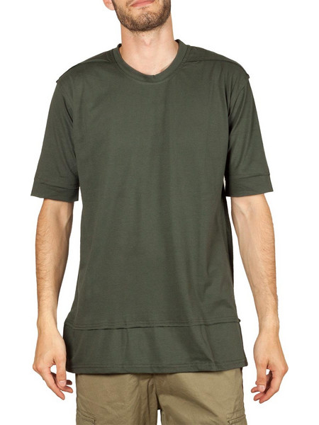 Emanuel Navaro double layer hem t-shirt khaki em-1903-kh
