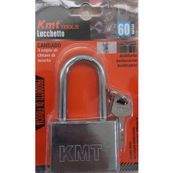 Kmt Tools 6314655 Λουκέτο Ασφαλείας Πέταλο Ασημί με 3 Κλειδιά 60mm - KmtTools