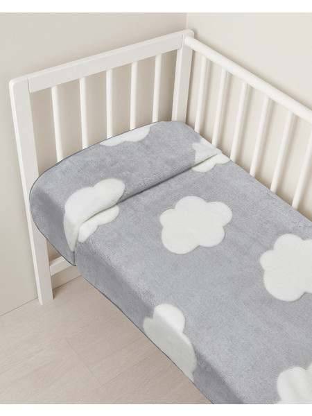 Prenatal Clouds Κουβέρτα Αγκαλιάς Βελουτέ 70x80 Γκρι
