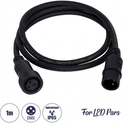 GloboStar 51171 Καλώδιο 3PIN DMX512 1 Μέτρο από Female XLR σε Male XLR Τερματισμένο Αδιάβροχο IP65 Μ100cm - Μαύρο