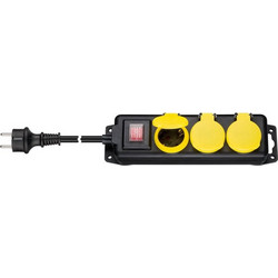 GOOBAY πολύπριζο 45193, 3x schuko, 16A, 3m, IP44, μαύρο-κίτρινο