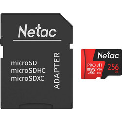 Netac Extreme Pro P500 microSDXC 256GB Class 10 U3 V30 UHS-I A1 100MB/s + Adapter