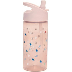 Petit Monkey Dino Footprints Παιδικό Μπουκάλι Πλαστικό BPA Free με Καλαμάκι Ροζ 380ml