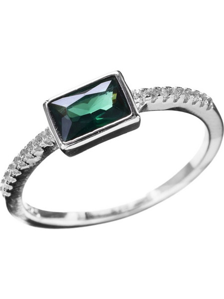 Δακτυλίδι Ασημένιο 925 Ν54 με πράσινο zircon Prince RG133