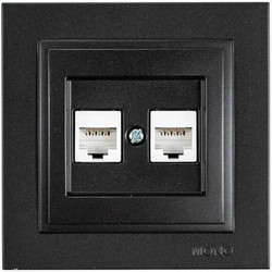 Πρίζα δικτύου U/UTP 2XRJ45 CAT6 Μαύρο 152-10341 MONO ELECTRIC Despina by Eurolamp