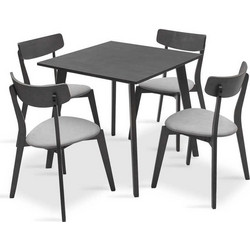 Tραπεζαρία Benson - Toto pakoworld σετ 5τμχ rustic grey - ύφασμα grey 80x80x75εκ
