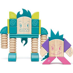 Tegu - Beans & Tumtum Magnetic Wooden Blocks Sticky Monsters, 30 pieces