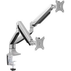 LogiLink Dual Monitor Mount, 13-Inch To 32-Inch, Aluminum, Gas Spring, Silver (BP0043)