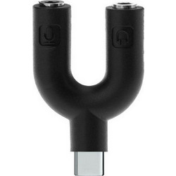 USB Type C Male To 2 X Jack 3.5 Female Adapter Black CAB-J052