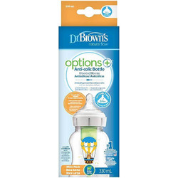 Dr. Brown's Options+ Wide Πλαστικό Μπιμπερό με Θηλή Σιλικόνης κατά των Κολικών 3m+ White Bunny 330ml