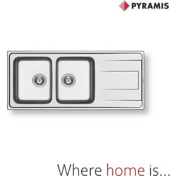 Pyramis Alea Ένθετος Νεροχύτης Inox Αντιστρεφόμενος Σατινέ 116x50cm 107155101