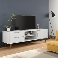 vidaXL Έπιπλο Τηλεόρασης Μασίφ Ξύλο Λευκό Μ158xΠ40xΥ49cm Molde 350535