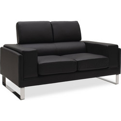 Καναπές Shea pakoworld 2θέσιος pu μαύρο-inox 158x80x87εκ
