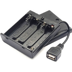 4xAA Battery Holder With Cover With Switch With USB Power Port