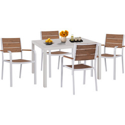 HomeMarkt Σετ Τραπεζαρία Κήπου Αλουμίνιο 5τμχ Καφέ HM11879