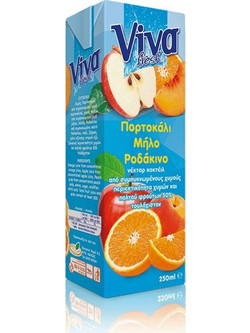ΧΥΜΟΣ VIVA ΠΟΡΤΟΚΑΛΙ, ΜΗΛΟ, ΡΟΔΑΚΙΝΟ 250ml