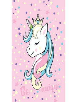 Dimcol Unicorn Παιδική Πετσέτα Θαλάσσης Ροζ 70x140cm 32160912001