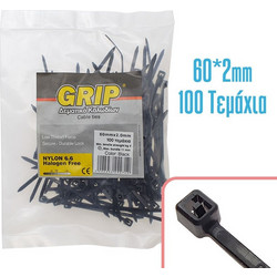 Grip Δεματικά Καλωδίων 60x2mm Μαύρο100τμχ (1021.096)
