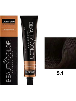 Lorvenn Beauty Color 5.1 Καστανό Ανοιχτό Σαντρέ Μόνιμη Βαφή Μαλλιών 70ml
