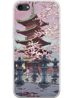 Θήκη Ukiyo-e - Cherry Blossom iPhone SE (2022) 5G Flexible TPU (Διάφανη Σιλικόνη)