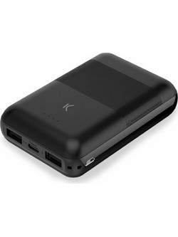 Ksix Universal Mini Power Bank 10000mAh 10W με 2 Θύρες USB-A & Θύρα USB-C Black